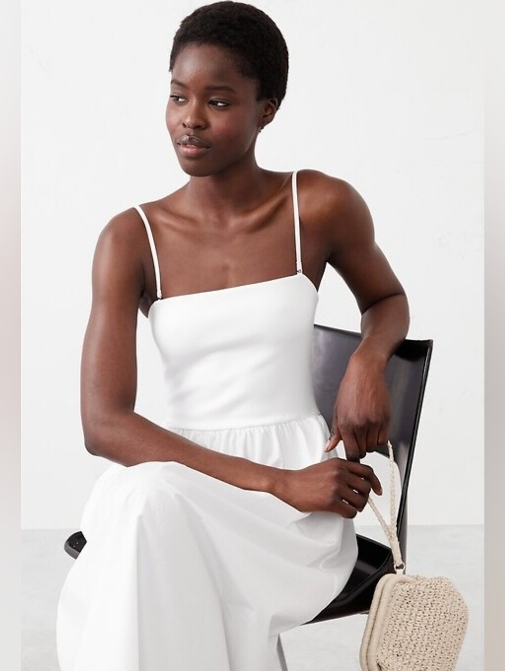 Banana Republic NWT White Midi Dress with Removable Spaghetti Straps Misses L